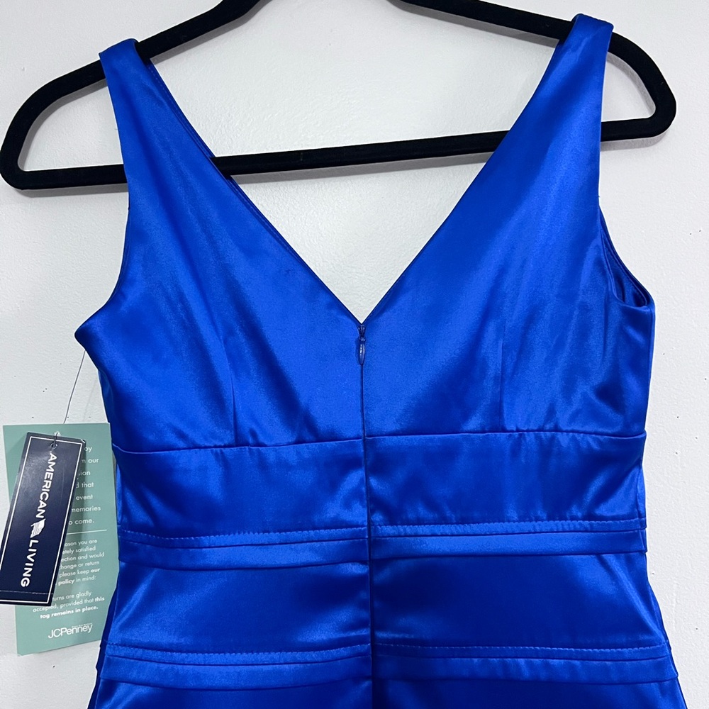 American Living Blue Ruched Bodycon Midi Dress - Picture 5 of 8